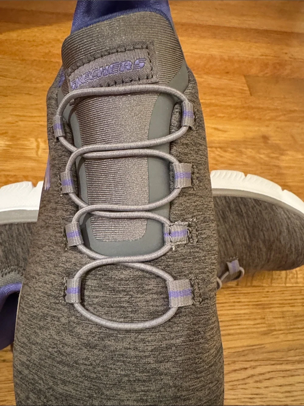 Skechers Gray and Purple Slip-On Athletic Sneakers - Picture 8 of 8
